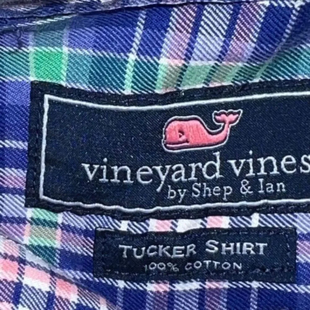 Vineyard Vines Tucker Long Sleeve Blue Pink Plaid Button Down Shirt‎ Size Small